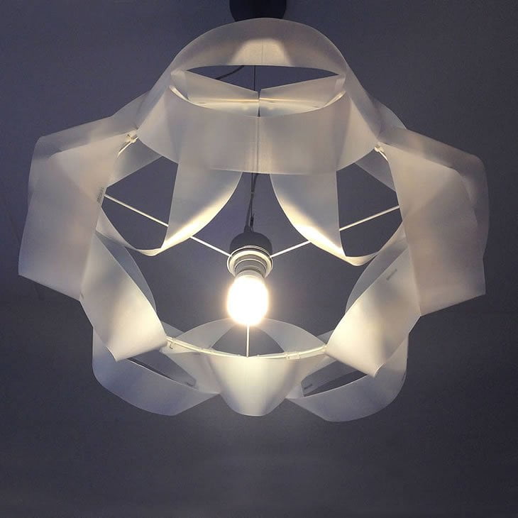 MilkChain: lampshade from milk containers by Gilbert de Rooij