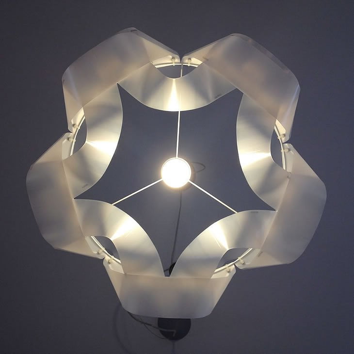 MilkChain: lampshade from milk containers by Gilbert de Rooij