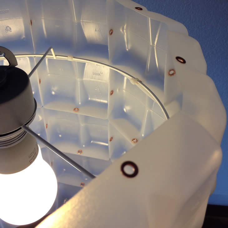 MilkDrum: upcycled plastic milk cartons lampshade by Gilbert de Rooij