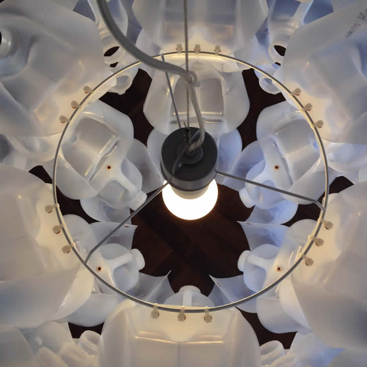 MilkFlower: plastic milk cartons lampshade by Gilbert de Rooij