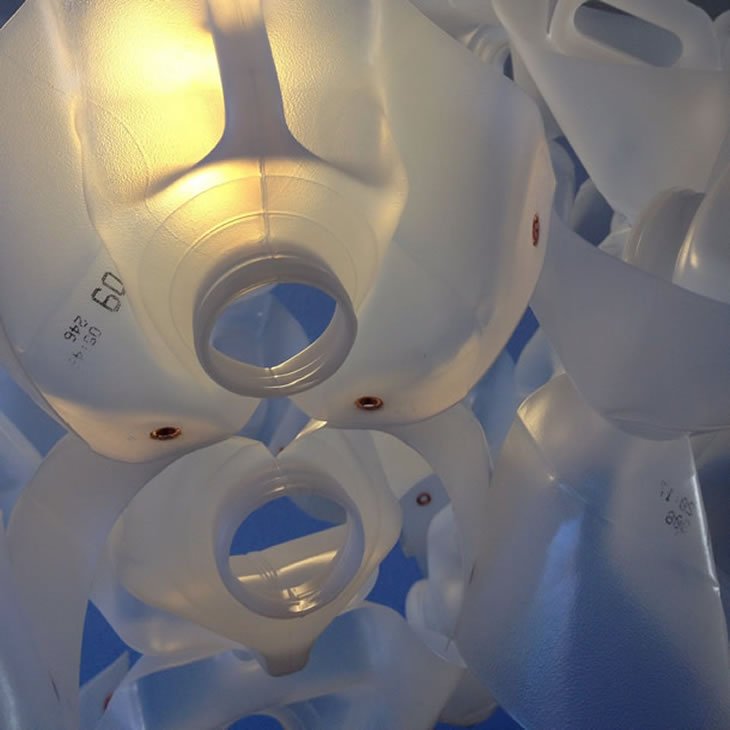 MilkFlower: plastic milk cartons lampshade by Gilbert de Rooij