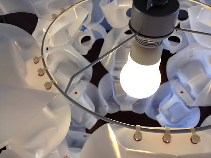 MilkFlower: plastic milk cartons lampshade by Gilbert de Rooij