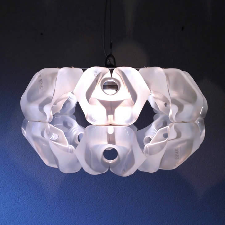 MilkShell2: plastic milk cartons lampshade by Gilbert de Rooij